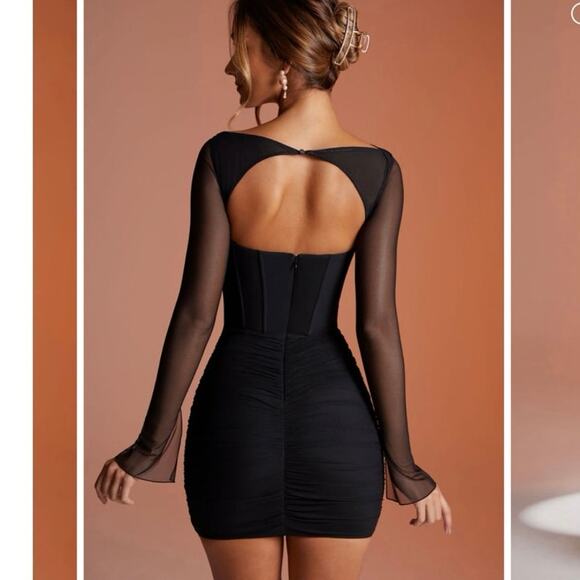 Oh Polly Nirvana body on long sleeve mini dress sz 4 - Picture 2 of 5